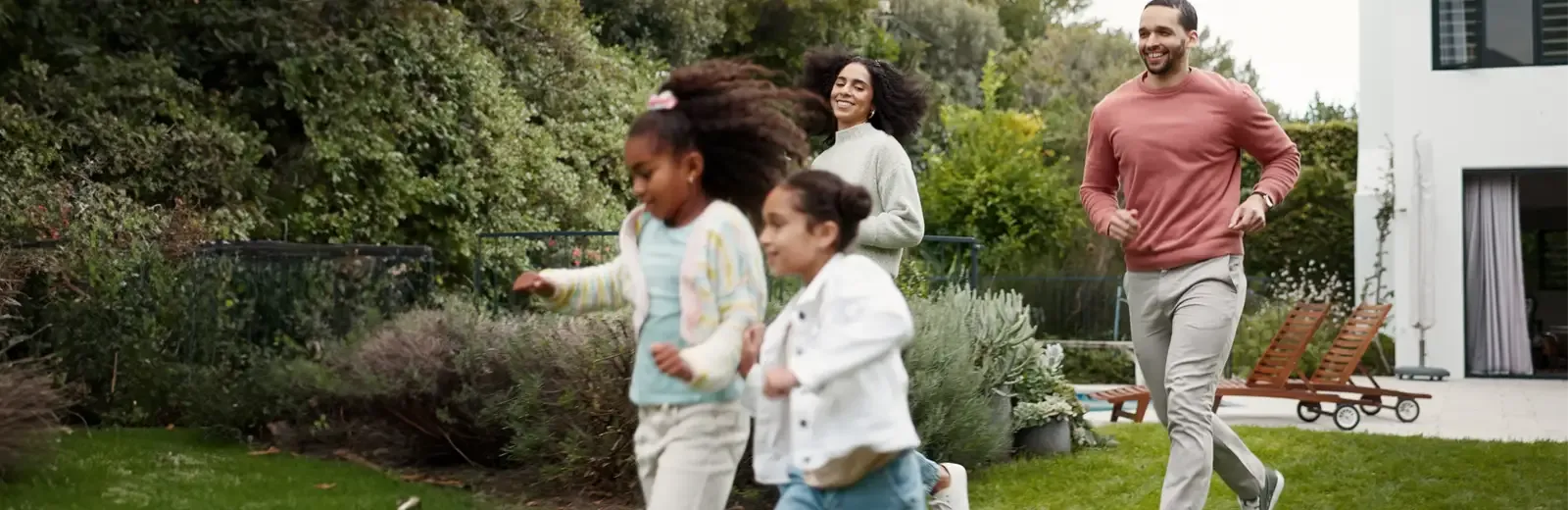 family playing outdoors